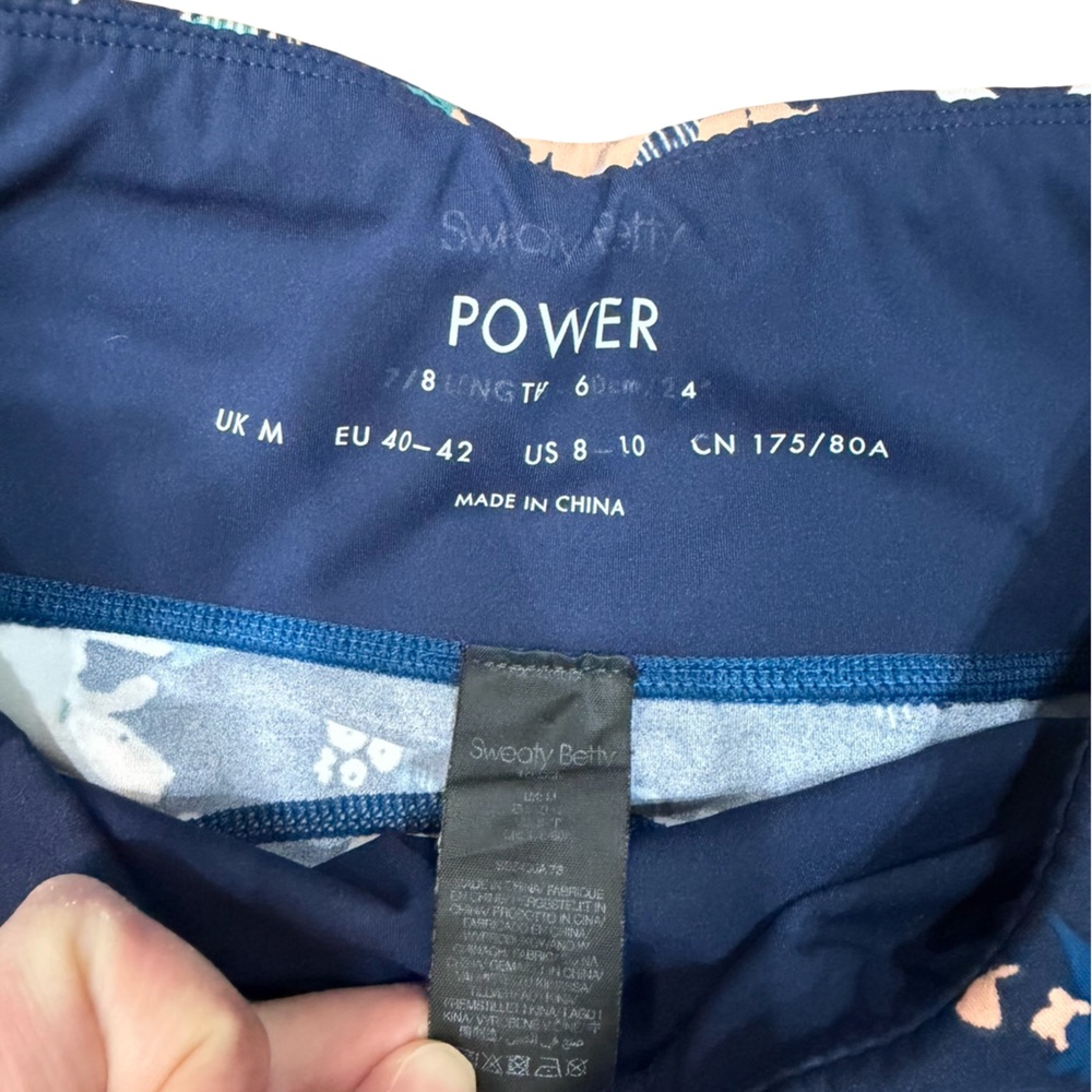 ✨ Sweaty Betty Power 7/8 Leggings Navy Floral Print Size M Sculpting Activewear - Picture 4 of 12